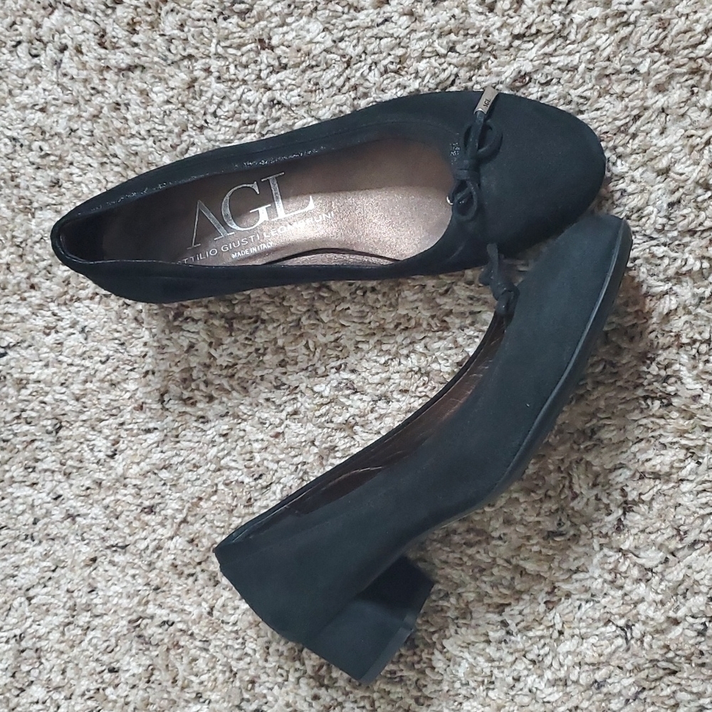 AGL Black Block Heel Suede Heels Size 36/6